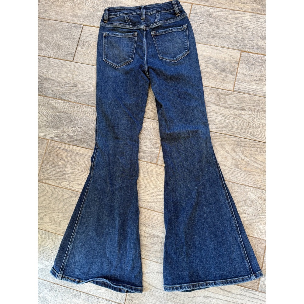 Flying Monkey Super Flare Jeans 24 Dark Wash Button Fly High Rise Womens
